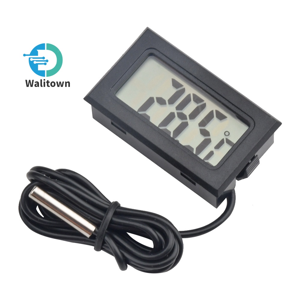 Fy-10 เครื่องวัดอุณหภูมิจอแสดงผลดิจิตอลแบบฝังพร้อมสาย 1M ไม่มีแบตเตอรี่ LR44