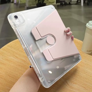 720°เคสอะคริลิคแข็ง แบบบาง หมุนได้ พร้อมช่องใส่ดินสอ สําหรับ iPad Pro 11 2022 4th M2 Air 5 Air 4 3 2 1 10th 10.9 10.2 9th 8th 7th 9.7 6th 5th