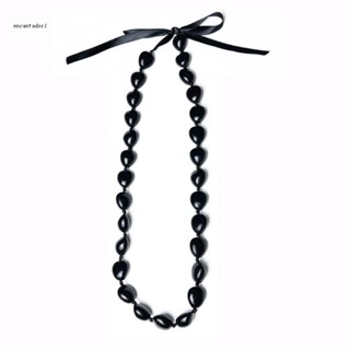 ✿ Kukui Nuts Lei-Necklace Graduation Class of 2023 ริบบิ้นลูกปัด สีดํา