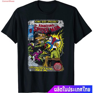 HOT QG เสื้อสีขาว เสื้อโอเวอร์ไซ เสื้อยืดกีฬา Spider-Man Sinister Six Comic T-Shirt Mens Womens T-shirts