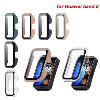 เคสสําหรับ Huawei Band 8 แฟชั่น แข็ง PC กรอบ กันชน เคส + HD บาง กระจกนิรภัย ป้องกันรอยขีดข่วน ป้องกันหน้าจอ