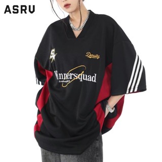 ASRV เสื้อยืด ใหม่ฮาราจูกุตัวอักษรพิมพ์อารมณ์แฟชั่นที่เรียบง่ายแนวโน้มในเสื้อยืดแขนสั้นคอกลมหลวม