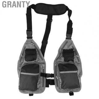 Granty Lightweight Fly Fishing Vest  Fly Fishing Vest Breathable Oxford Cloth Black Grey Adjustable  for Hiking