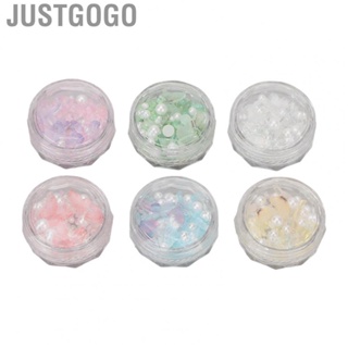 Justgogo Butterfly Nail Decoration  Fashionable 6 Box DIY Delicate Faux Pearl Nail Decoration  for Weding Party for Women