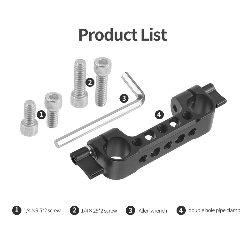 FEICHAO อลูมิเนียม 1/4 หลุมสกรู Dual 15 มม.Clamp Trackblock สําหรับกล้อง DSLR ไหล่สนับสนุนระบบสําหรับติดตามโฟกัส - รูปที่ 6