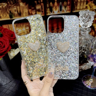 เคสโทรศัพท์มือถือ ซิลิโคน ลาย Love &amp; Forever 3D วิบวับ สําหรับ iPhone 14 13 12 11 Pro XS Max 7 8 Plus SE 2 2020