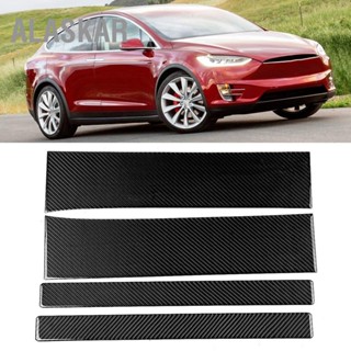 ALASKAR 4 pcs คาร์บอนไฟเบอร์รถประตู Sill Scuff แผ่น Guards Cover Trim Fit สำหรับ Tesla รุ่น X 2016-2019