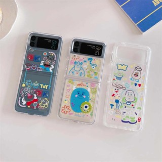 Samsung Galaxy Z Flip 4 3 เคส การ์ตูนน่ารัก ทาสี นิ่ม TPU + แข็ง อะคริลิค บางเฉียบ ใส เคสโทรศัพท์ ป้องกัน ด้านหลัง เคส