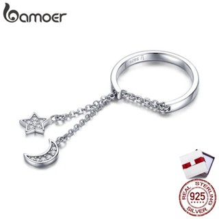 Bamoer แหวนเงิน 925 ลาย Star Moon Myth SCR407