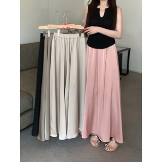 Summer Korean Version Satin Drape High Waisted A-line Skirt Women