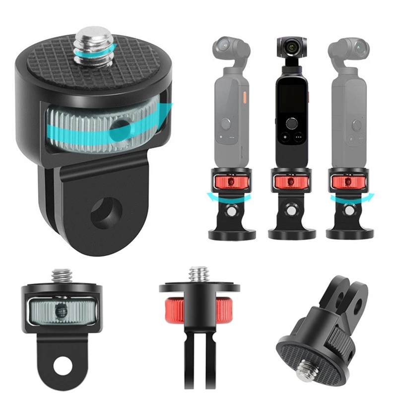 อลูมิเนียม 1/4 นิ้วสกรูขาตั้งกล้องอะแดปเตอร์ 360Rotating Mount สําหรับ Gopro Insta360 One X2 X3 Action 3 อุปกรณ์เสริมสําหรับกล้อง thumbnail 3