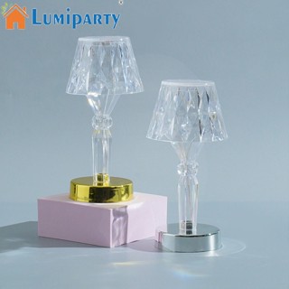 Lumiparty โคมไฟตั้งโต๊ะ Led คริสตัล พร้อมฐาน ใช้แบตเตอรี่ อเนกประสงค์ สําหรับห้องนอน ข้างเตียง