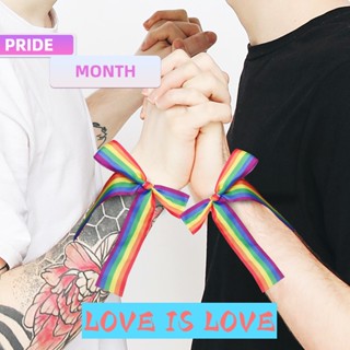 【พร้อมส่ง】LGBT PRIDE MONTH สายรัดข้อมือริบบิ้นยาว ลายทาง สีรุ้ง สําหรับตกแต่งกระเป๋าเป้สะพายหลัง