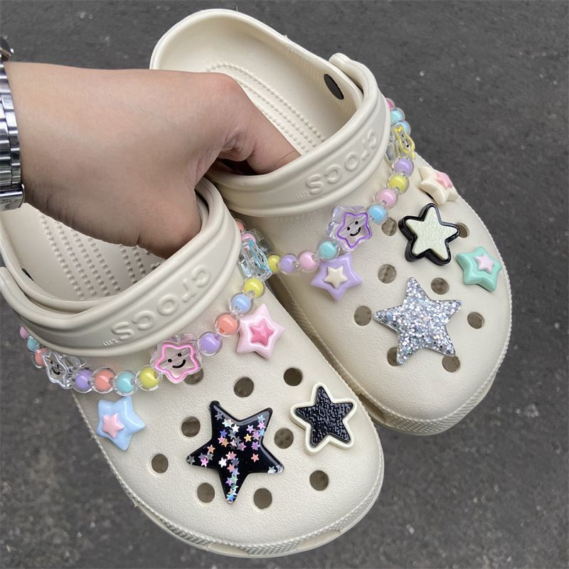 Y2K & starshoe buckle charm สติกเกอร์หัวเข็มขัดรองเท้าติดสติกเกอร์หัวเข็มขัดรองเท้าน่ารัก clog Shoe Buckle