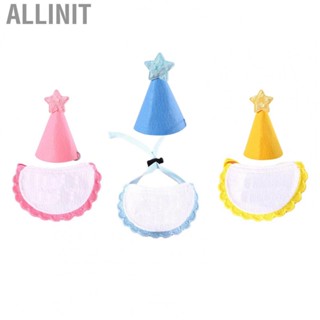 Allinit Pet  Hat Set Dog Birthday Party Accessories Embroidered Comfortable Sequin Pentagram Felt Stereoscopic for