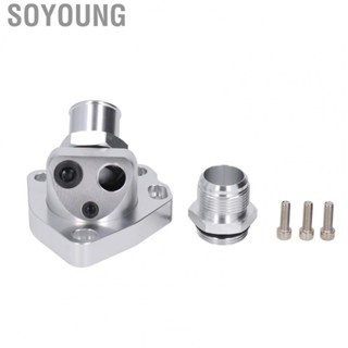 Soyoung Swivel Neck Thermostat Housing  3 Ports Coolant Thermostat Housing Silver  for RSX TSX