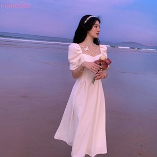 Pinkcool ชุดเดรสยาว คอสี่เหลี่ยม แขนพอง หรูหรา แฟชั่นฤดูร้อน สําหรับสตรี 2023