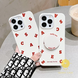 For เคสไอโฟน 14 Pro Max [Simple Letters Pop Grip Lucky] เคส Phone Case For iPhone 14 Pro Max Plus 13 12 Mini 11 For เคสไอโฟน11 Ins Korean Style Retro Classic Couple Shockproof Protective TPU Cover Shell