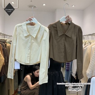 เสื้อเชิ้ตแขนพัฟ คอปก ทรงหลวม สไตล์เกาหลี เหมาะกับฤดูใบไม้ร่วง สําหรับผู้หญิง