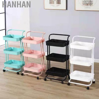 Hanhan Heavy Duty 3 Tier Utility Rolling Cart Stylish Multifunctional Storage Organizer for Kitchen Bathroom Living Room