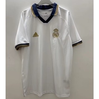 เสื้อกีฬาแขนสั้น ลายทีมฟุตบอล Real Madrid 1920 Real Madrid สีขาว สไตล์วินเทจ แห้งเร็ว สําหรับผู้ชาย ไซซ์ S - XXL