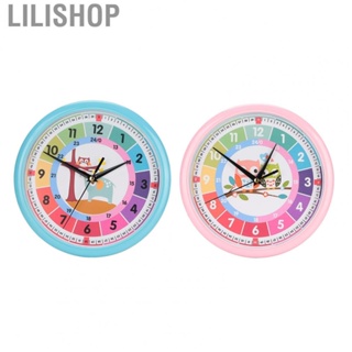 Lilishop Wall Clock Plastic Cartoon Colorful Quartz Time Learning Hanging Room Clock