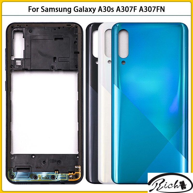 เคสพลาสติก กรอบกลาง และฝาครอบแบตเตอรี่ ด้านหลัง แบบเปลี่ยน สําหรับ Samsung Galaxy A30s A307 A307FN A307G