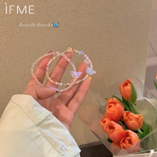 Ifme สร้อยข้อมือ ประดับลูกปัดคริสตัลใส รูปผีเสื้อ หลากสี เครื่องประดับ สําหรับผู้หญิง