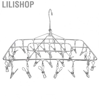 Lilishop Clothes Drying Rack W/28 Clips Stainless Steel  Drying Hanger For Sock