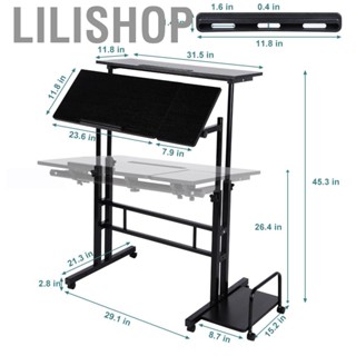 Lilishop Mobile Standing  Workstation Home Office Desk with Wheels and Host Shelf