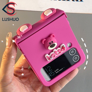 Lushuo เคสโทรศัพท์มือถือ ปิดด้านหลัง ลายดอกกุหลาบน่ารัก สีแดง สําหรับ Samsung Galaxy Z Flip 3 5G and Z Flip 4 3 in 1 Z Flip3 ZFlip3 ZFlip 3 Z Flip4 ZFlip 4