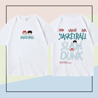 Slam Dunk อนิเมะเสื้อยืด พิมพ์ลายแฟชั่นขาว สไตล์ Unisex เสื้อยืดผู้หญิง