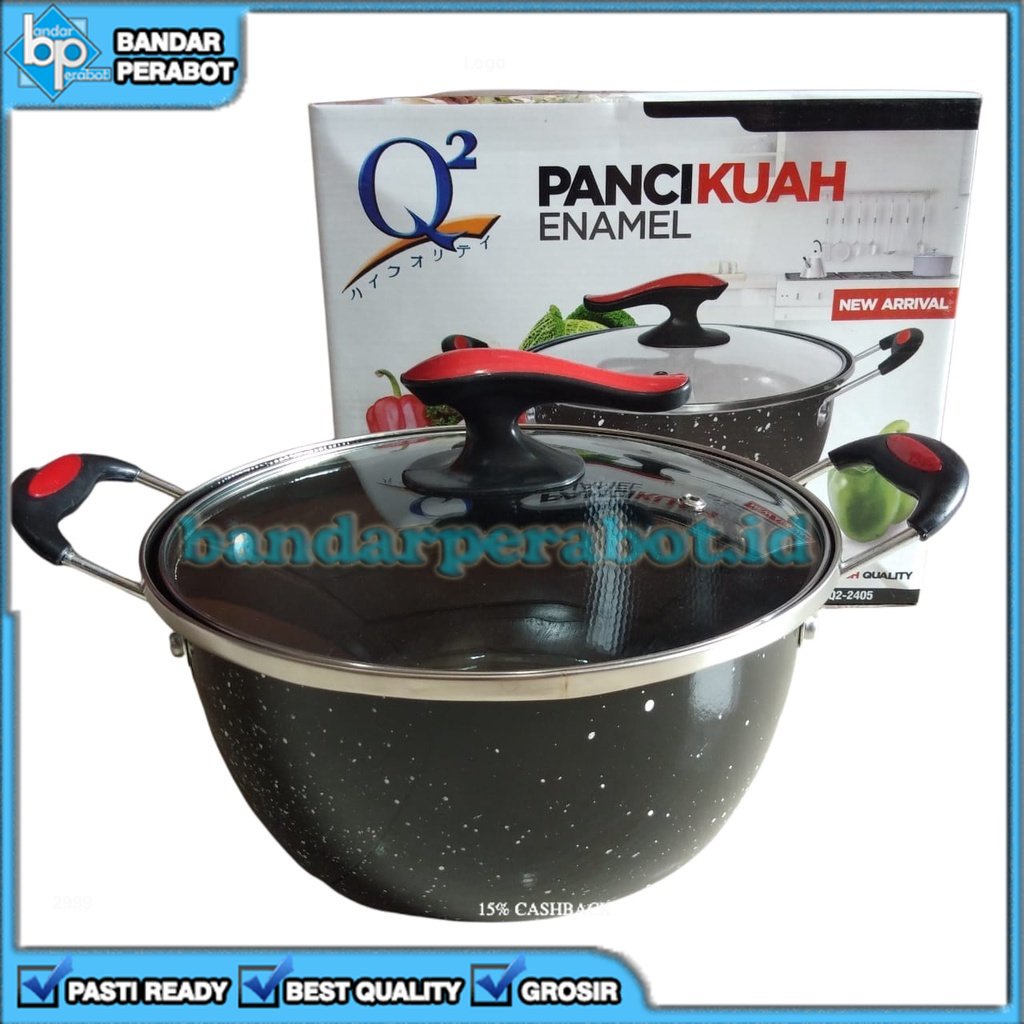 [BP] ENAMEL SOUP POT + LID 22CM 22 CM HANDLE