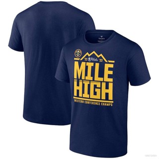 Qy เสื้อยืดแขนสั้น พิมพ์ลาย Denver Nuggets สีกรมท่า พลัสไซซ์ สําหรับทุกเพศ 2023