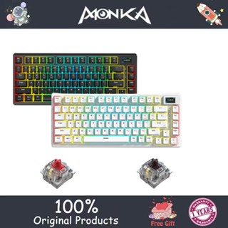 Monka 3098 คีย์บอร์ดเมคคานิคอล พร้อมหน้าจอ ไร้สาย บลูทูธ 2.4G RGB ปลั๊กไฟ