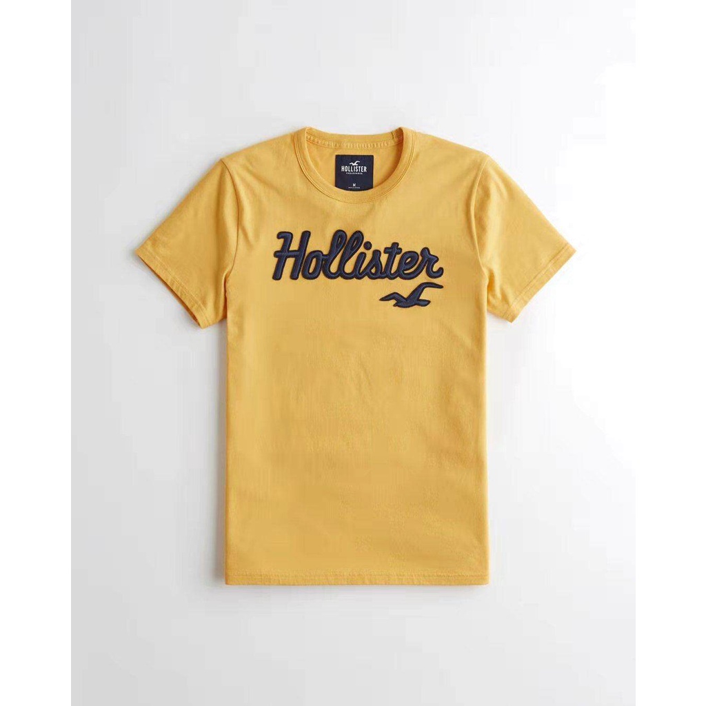 MENS Hollister เสื้อยืดคอกลม ชุดลําลอง เสื้อยืดชั้นนํา
