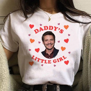 เสื้อยืด พิมพ์ลายการ์ตูน Pedro Pascal สไตล์ฮาราจูกุ สําหรับผู้หญิง