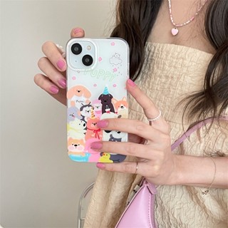 เคสโทรศัพท์มือถือ ซิลิโคนแข็ง กันกระแทก ลายการ์ตูนสุนัขน่ารัก สองชั้น สําหรับ Iphone 14Promax 14 12 11 13Pro