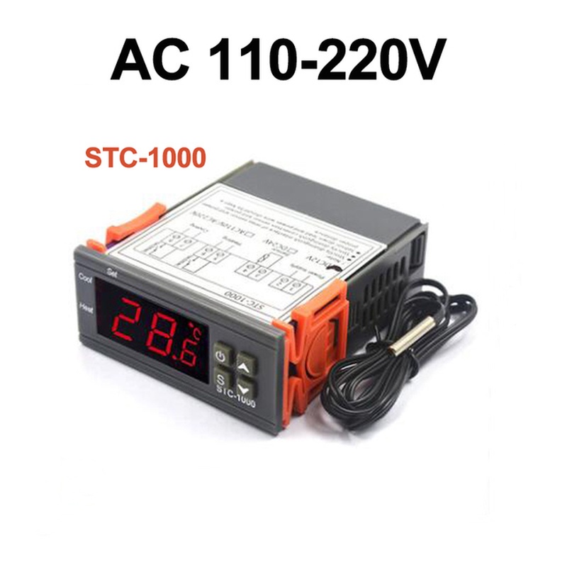 เทอร์โมสตัทควบคุมอุณหภูมิดิจิทัล LED 10A STC-1000 STC 1000 12V 24V 220V