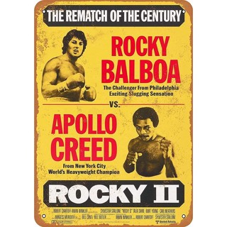 ป้ายโลหะยิม 1979 Rocky Balboa Vs. Apollo Creed The Rematch of The Century สไตล์วินเทจ