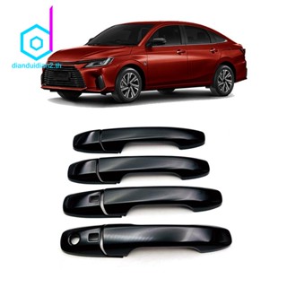 ฝาครอบมือจับประตูรถยนต์ สีดํามันวาว สําหรับ Toyota Yaris Ativ Vois 2022 2023 8 ชิ้น