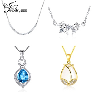 Jewelrypalace เครื่องประดับ สร้อยคอเงิน 925 ประดับเพชรโมอิส เรียบง่าย สําหรับผู้หญิง M049