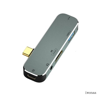 Iwo อะแดปเตอร์ฮับ USB Type C อะลูมิเนียม 5 in 1 3 1+2 0 USB+3 แจ็ค 5 มม. เข้ากันได้กับ HDMI