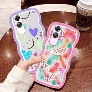 เคสโทรศัพท์มือถือ TPU ลายขนนก และหัวใจ สําหรับ OPPO A17 A57 A78 A58 Reno 8T A15 A16K A54 A12 A5S A7 A94 A93 A3S A11k A53 A31 A52 A74 A95 A96 A92 A37 F9 A1K A76 A36 5F A9 2020 Hostr