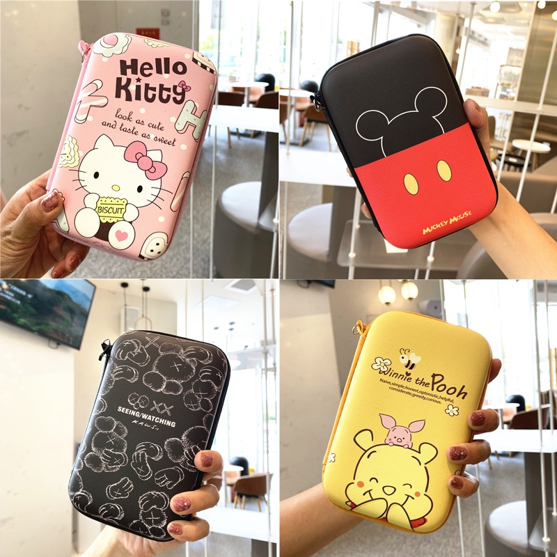 กระเป๋าเคส ลายมิกกี้ มินนี่เมาส์น่ารัก สําหรับจัดเก็บหูฟัง สายชาร์จพาวเวอร์แบงค์