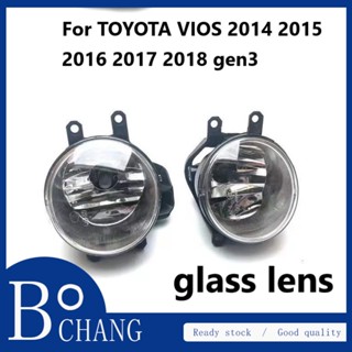 Bochang โคมไฟตัดหมอก กันชนหน้า เลนส์กระจก สําหรับ TOYOTA VIOS Third Generation gen 3 2013 2014 2015 2016 2017 2018