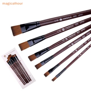 Magicalhour^^ 6 ชิ้น / เซต แบน ไนล่อน ป๊อปปิ้ง แปรงอะคริลิค อุปกรณ์ศิลปิน * ใหม่