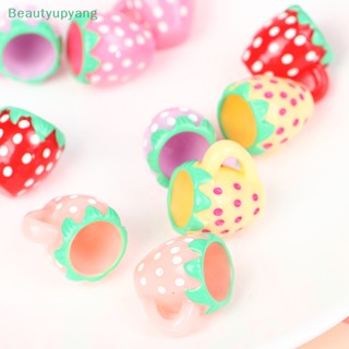 [Beautyupyang] แก้วน้ําเรซิ่น ลายสตรอเบอร์รี่จิ๋ว 1:12 สําหรับตกแต่งบ้านตุ๊กตา 2 ชิ้น