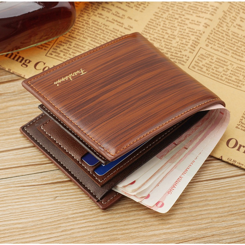 กระเป๋าสตางค์ ใบสั้น หนัง PU แบบพับได้ สไตล์เกาหลี สําหรับผู้ชาย ♝พร้อมส่ง♝