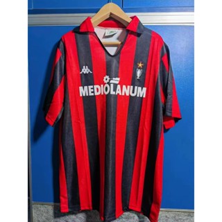 เสื้อกีฬาแขนสั้น ลายทีมชาติฟุตบอล AC Milan 1989-90 Home Away สไตล์วินเทจ แห้งเร็ว สําหรับผู้ชาย ไซซ์ S-XXL AAA